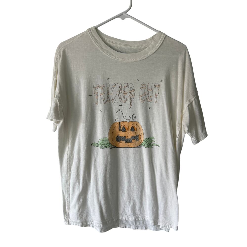 Aerie Snoopy Halloween Graphic Cream Short Sleeve Tee Small
